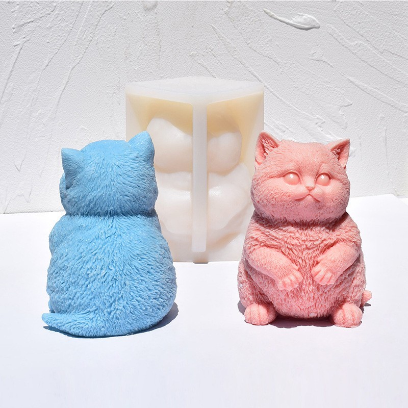 Candle Making Fat - 3D Fat Cat Silikon-Kerzenform, DIY Stehende