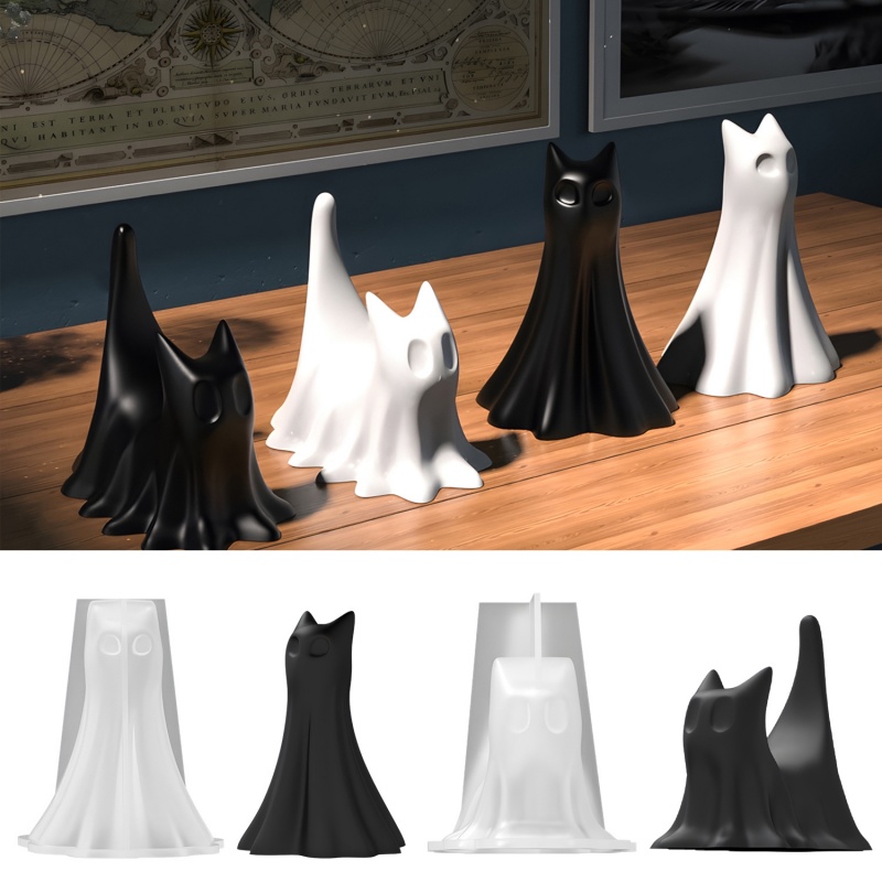 Candle Making Factory - Geisterkatze Halloween Desktop Ornament Gips Silikonform