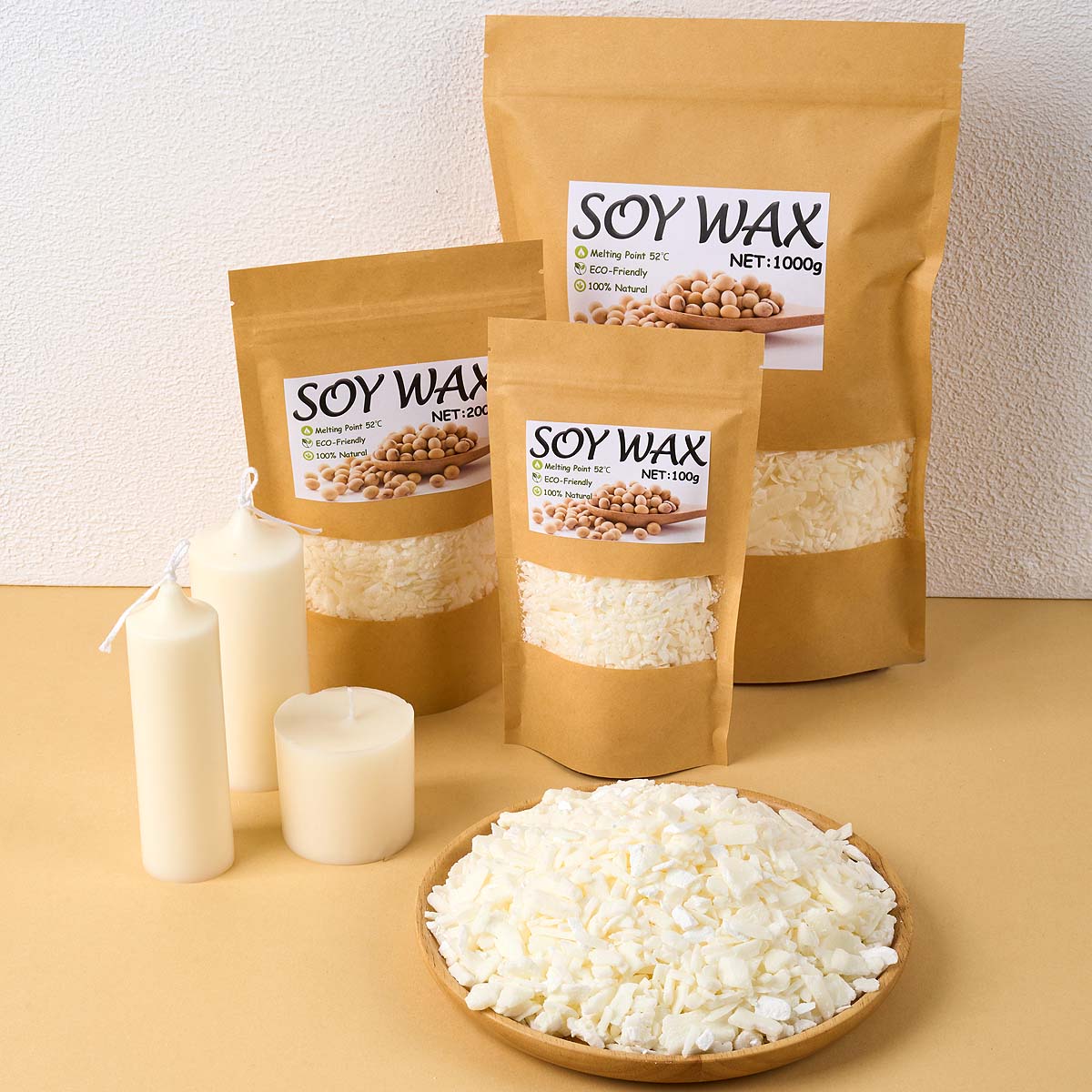 Candle Making Kit Diy - 1 Pfund reinweißes Sojawachs für handgemachte