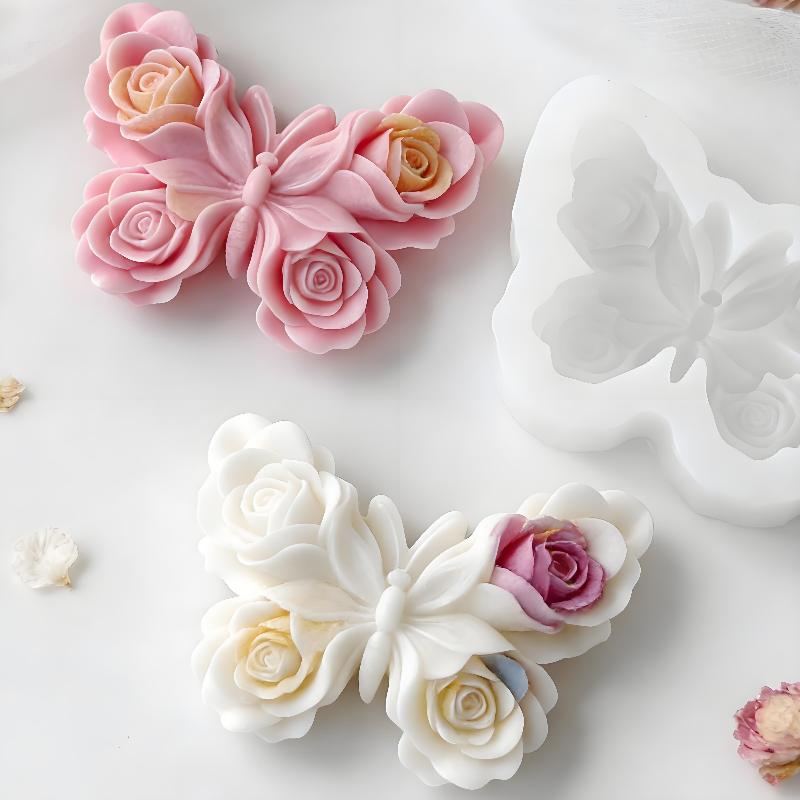 Candle Making Factory - DIY Rosen-Schmetterling Silikonform Handgemachte Aroma-Kerzen Gips